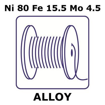 Nickel/Iron/Molybdenum wire, Ni 80%/Fe15.5%/Mo 4.5, 1.0&#160;mm diameter, length 10 m, temper as drawn