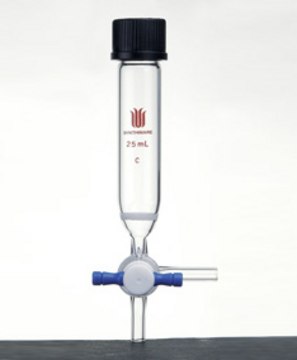 Synthware&#8482; peptide synthesis vessel with fritted disc and T-bore PTFE stopcock 100 mL, porosity: medium, GL 25