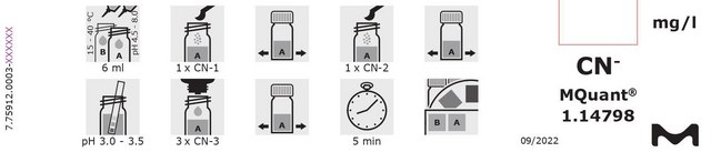 氰化物测试 Method: colorimetric with color-disk comparator 0.03-0.07-0.13-0.2-0.3-0.5-1-2-5 mg/l CN&#8315; MColortest&#174;