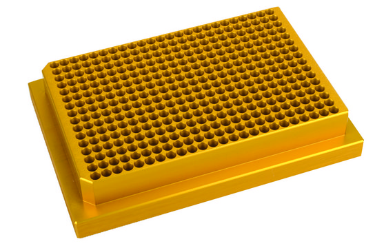 Aluminum heating/cooling block for 384-well plates, sbs footprint