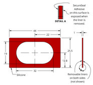 Grace Bio-Labs Press-To-Seal silicone isolator, PSA both sides wells, 1 (Rounded rectangle, 19mm x 32mm x 1mm depth), (Adhesive both sides)