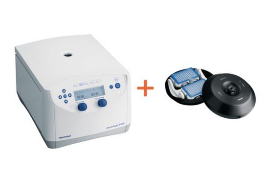 Eppendorf&#174; Pharma Package Centrifuge 5430 G refrigerated: no, with rotary knobs, without standard rotor, with A-2-MTP rotor, AC/DC input 230 V, 50 - 60 Hz, EuroPlug