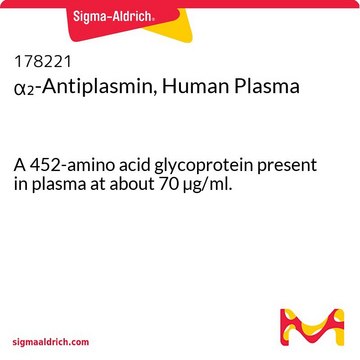 &#945;2-Antiplasmin, Human Plasma A 452-amino acid glycoprotein present in plasma at about 70 &#181;g/ml.