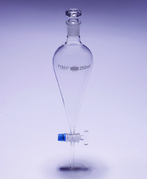 Pyrex&#174; Separating funnel, conical, PTFE key 100&#160;mL