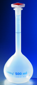 Corning&#174; reusable volumetric flask, Class B polypropylene, size 250&#160;mL, with 19/26 tapered PP stopper