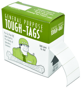 Laser Tough-Tags&#8482; yellow, L × W 0.94&#160;in. × 0.50&#160;in., pkg of 2975