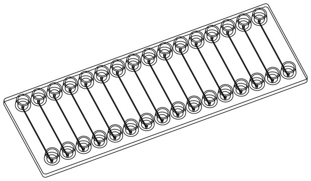 Straight channel chip (16 parallel channels) Fluidic 142, COC