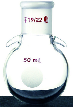 Synthware&#8482; single-neck round-bottom flask with joint hooks 50 mL, joint: ST/NS 14/20