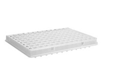 Corning® Axygen® 96 Well Polypropylene PCR Microplate with Bar Code skirt, Compatible with ABI, Low Profile, half skirt, clear polypropylene, non-sterile, case of 100 ea