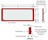 Grace Bio-Labs SecureSeal™ hybridization chambers wells, 1, well L × W × depth 60 mm × 22 mL/ft × 0.8 mm, port diam. 1.5 mm