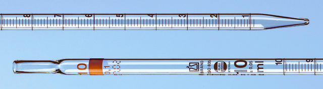 BRAND&#174; BLAUBRAND&#174; ETERNA刻度移液管，量出校准 type 3, (zero on top), capacity 5&#160;mL , with 0.1 subdivisions, suitable for cotton plugs