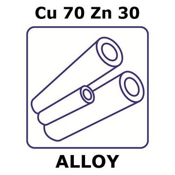 Brass alloy, Cu70Zn30 100mm tube, 3.56mm outside diameter, 0.41mm wall thickness, 2.74mm inside diameter, as drawn