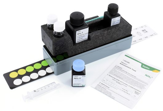 Ammonium Test colorimetric, 0.2-8&#160;mg/L (NH4+), 0.16-6.2&#160;mg/L (NH4-N), for use with MQUANT&#174;