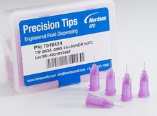 Microdot tips Stainless steel, lavender, 30G, 0.25"