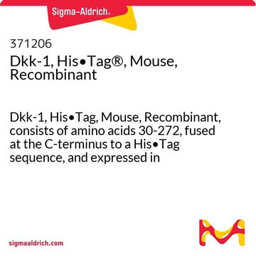 Dkk-1, His&#8226;Tag&#174;, Mouse, Recombinant Dkk-1, His&#8226;Tag, Mouse, Recombinant, consists of amino acids 30-272, fused at the C-terminus to a His&#8226;Tag sequence, and expressed in NS0-dervied mouse myeloma cells.