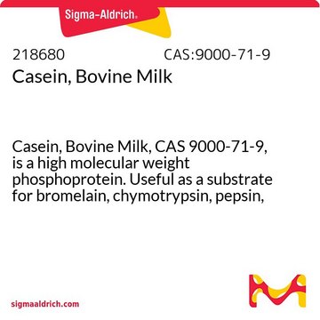 酪蛋白，牛奶 Casein, Bovine Milk, CAS 9000-71-9, is a high molecular weight phosphoprotein. Useful as a substrate for bromelain, chymotrypsin, pepsin, trypsin, and other proteases.