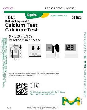 Calcium Test reflectometric, 5-125&#160;mg/L (Ca), for use with REFLECTOQUANT&#174;