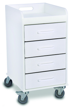 Compact 4 Drawer Locking Cart white (drawers)