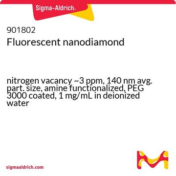 荧光纳米金刚石 nitrogen vacancy ~3&#160;ppm, 140&#160;nm avg. part. size, amine functionalized, PEG 3000 coated, 1&#160;mg/mL in deionized water