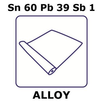 Tin-lead-antimony alloy, Sn60Pb39Sb1 foil, 5m coil, 0.10mm thickness