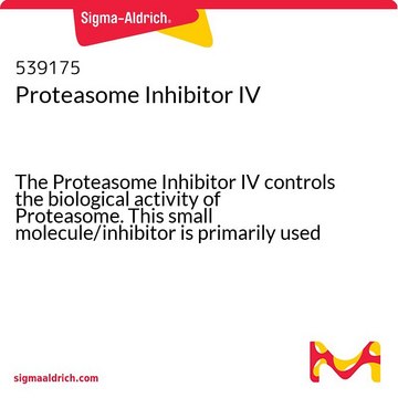 Proteasome Inhibitor IV The Proteasome Inhibitor IV controls the biological activity of Proteasome. This small molecule/inhibitor is primarily used for Protease Inhibitors applications.