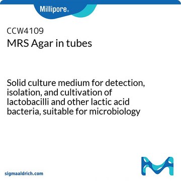 MRS Agar in tubes Solid culture medium for detection, isolation, and cultivation of lactobacilli and other lactic acid bacteria, suitable for microbiology