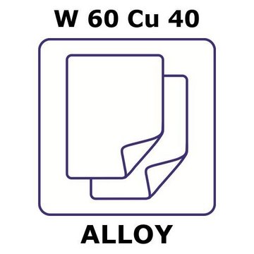 Tungsten-copper alloy, W60Cu40 foil, 25 x 25mm, 0.25mm thickness