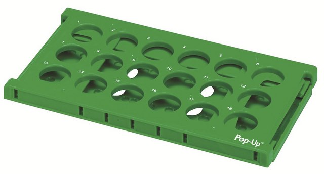 Pop-Up tube rack 18 x 50 mL, green polypropylene rack