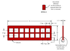Grace Bio-Labs Press-To-Seal silicone isolator, PSA one side wells, 16 (Square, 7mm x 7mm x 1.7mm depth), (Adhesive on one side)