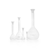 Duran® Volumetric Flask 250 mL, class A, clear, etched graduations, ST/NS 14/23, octagonal polyetheylene stopper, batch certificate, 2 EA