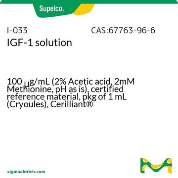 IGF-1 solution 100&#160;&#956;g/mL (2% Acetic acid, 2mM Methionine, pH as is), certified reference material, pkg of 1&#160;mL (Cryoules), Cerilliant&#174;