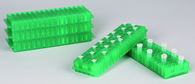 Microcentrifuge tube-PCR rack, 80 well, reversible green