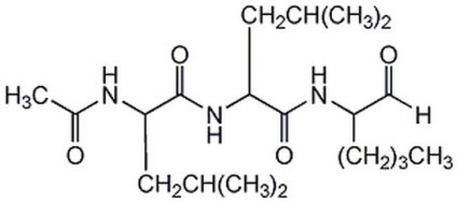 ALLN Cell-permeable inhibitor of calpain I (Ki = 190 nM), calpain II (Ki = 220 nM), cathepsin B (Ki = 150 nM), and cathepsin L (Ki = 500 pM).