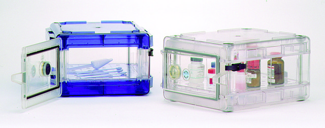 Scienceware&#174; Secador&#174; desiccator cabinet model 1.0, horizontal profile, blue end caps