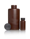 Azlon&nbsp;Polypropylene Wide Neck Round Bottles with Screw Cap round amber polypropylene bottle, capacity 150 mL
