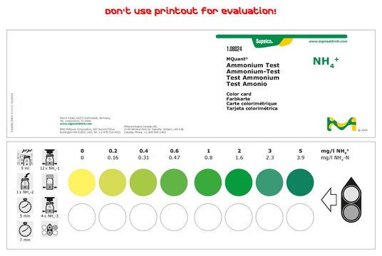 铵测试 colorimetric, 0.2-5&#160;mg/L (NH4+), for use with MQUANT&#174;