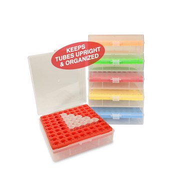 MTC&#8482; Bio BetterBox&#8482; Storage Box With Hinged Lid holds 81 x 1.5/2.0 mL tubes, assorted colors