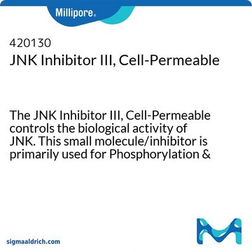 JNK Inhibitor III, Cell-Permeable The JNK Inhibitor III, Cell-Permeable controls the biological activity of JNK. This small molecule/inhibitor is primarily used for Phosphorylation &amp; Dephosphorylation applications.