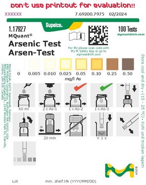 Arsenic Test colorimetric, 0.005-0.50&#160;mg/L (As), MQuant&#174;