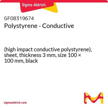 Polystyrene - Conductive (high impact conductive polystyrene), sheet, thickness 3 mm, size 100 × 100 mm, black