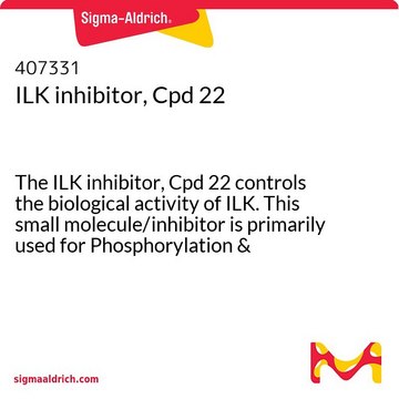 ILK inhibitor, Cpd 22 The ILK inhibitor, Cpd 22 controls the biological activity of ILK. This small molecule/inhibitor is primarily used for Phosphorylation &amp; Dephosphorylation applications.