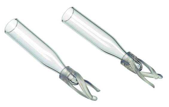 Inserts for 1.5 mL large opening vials volume 0.1&#160;mL, conical clear glass (with bottom spring), pkg of 1000&#160;ea