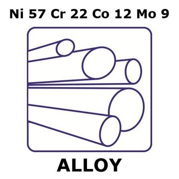 inconel&#174; 617 rod, Ni57%/Cr22%/Co12%/Mo 9%, 1.6&#160;mm diameter, length 450 mm, temper annealed