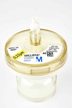 Millipak&#174; Gold Filter Sterile 0.22 &#956;m membrane filter for particulate-free and bacteria-free water at the point of dispense, For use with Alpha-Q, Milli-DI&#174; and Milli-Q&#174; Academic / Biocel / Element / Synthesis / Plus / Gradient systems