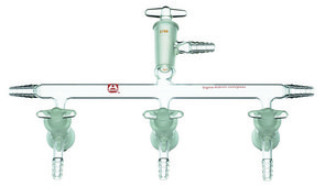 Aldrich® single bank manifold with glass stopcocks Standard manifold, positions, 4