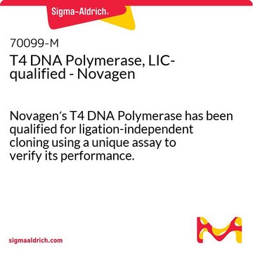 T4 DNA Polymerase, LIC-qualified - Novagen Novagen&#8242;s T4 DNA Polymerase has been qualified for ligation-independent cloning using a unique assay to verify its performance.