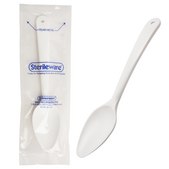 SP Bel-Art® Sterileware™ Large Sampling Spoons white polystyrene, nominal capacity 30 mL (1 oz), L × W 25.7 cm (10.125 in.) × 2.1875 in. (56 mm), sterile, pack of 25 ea (individually wrapped)