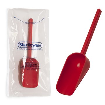 SP Bel-Art&#174; Sterileware&#8482; Sampling Scoop with Handle red polystyrene, nominal capacity 125&#160;mL (4&#160;oz), sterile, pack of 10&#160;ea (individually wrapped)