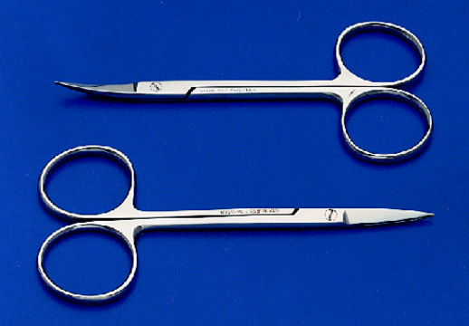 Micro-dissecting scissors size 4&#160;in., curved, sharp point stainless steel