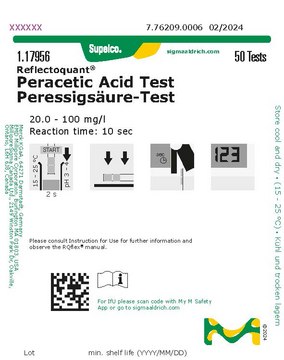 Peracetic Acid Test reflectometric, 20.0-100&#160;mg/L (peracetic acid), for use with REFLECTOQUANT&#174;